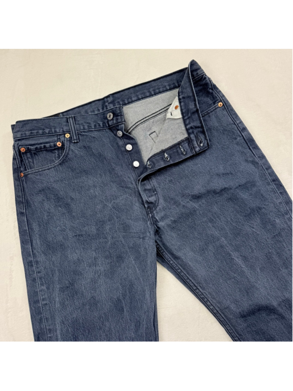 Men's Levi's 501 38x32 Straight Leg Jeans Black Light‎ Fade